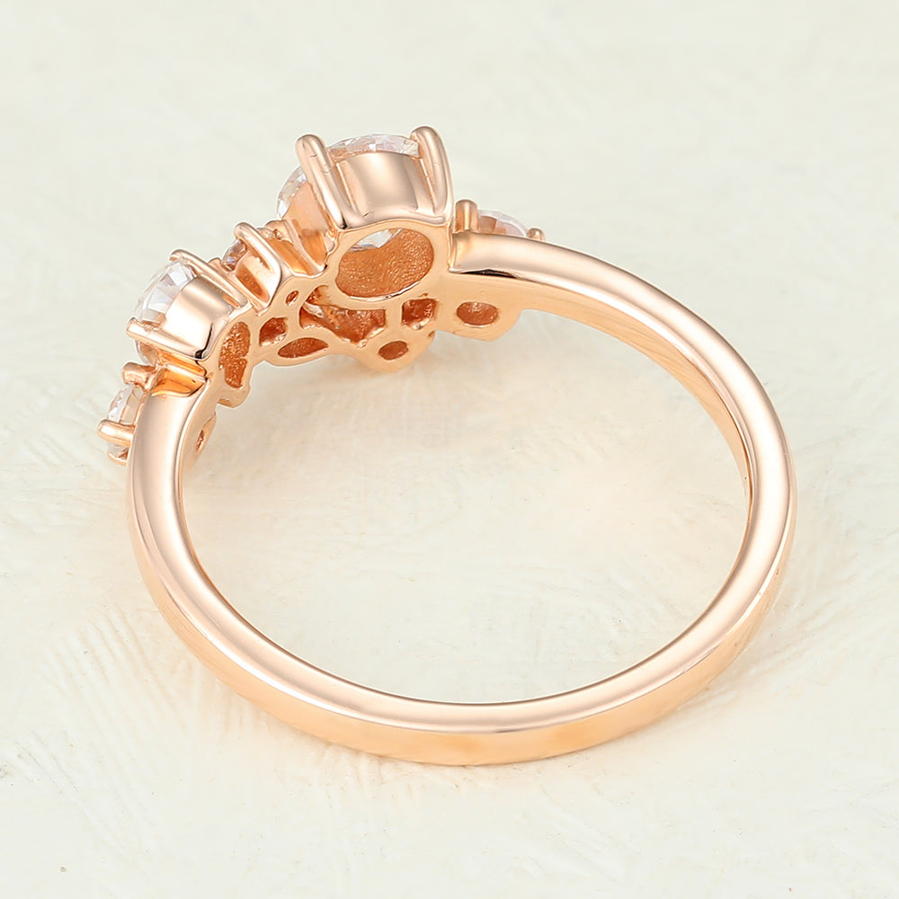 Round, Marquise & Pear Shaped Multi Stone Moissanite Diamond Cluster Band / Unique Ring For Womens