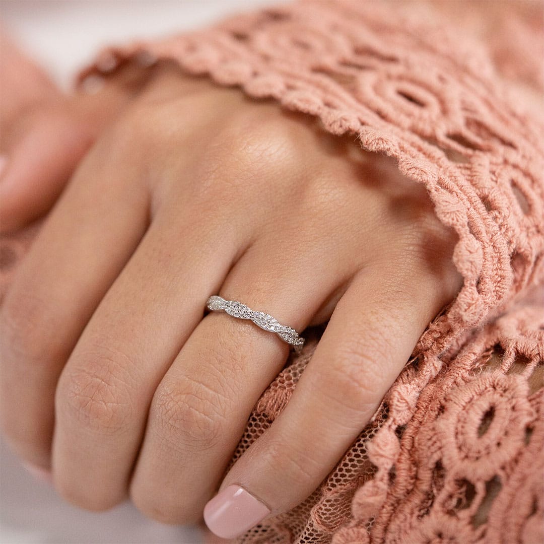 0.34 TCW Round Twisted Style Moissanite Wedding Band - Eurus engagement rings