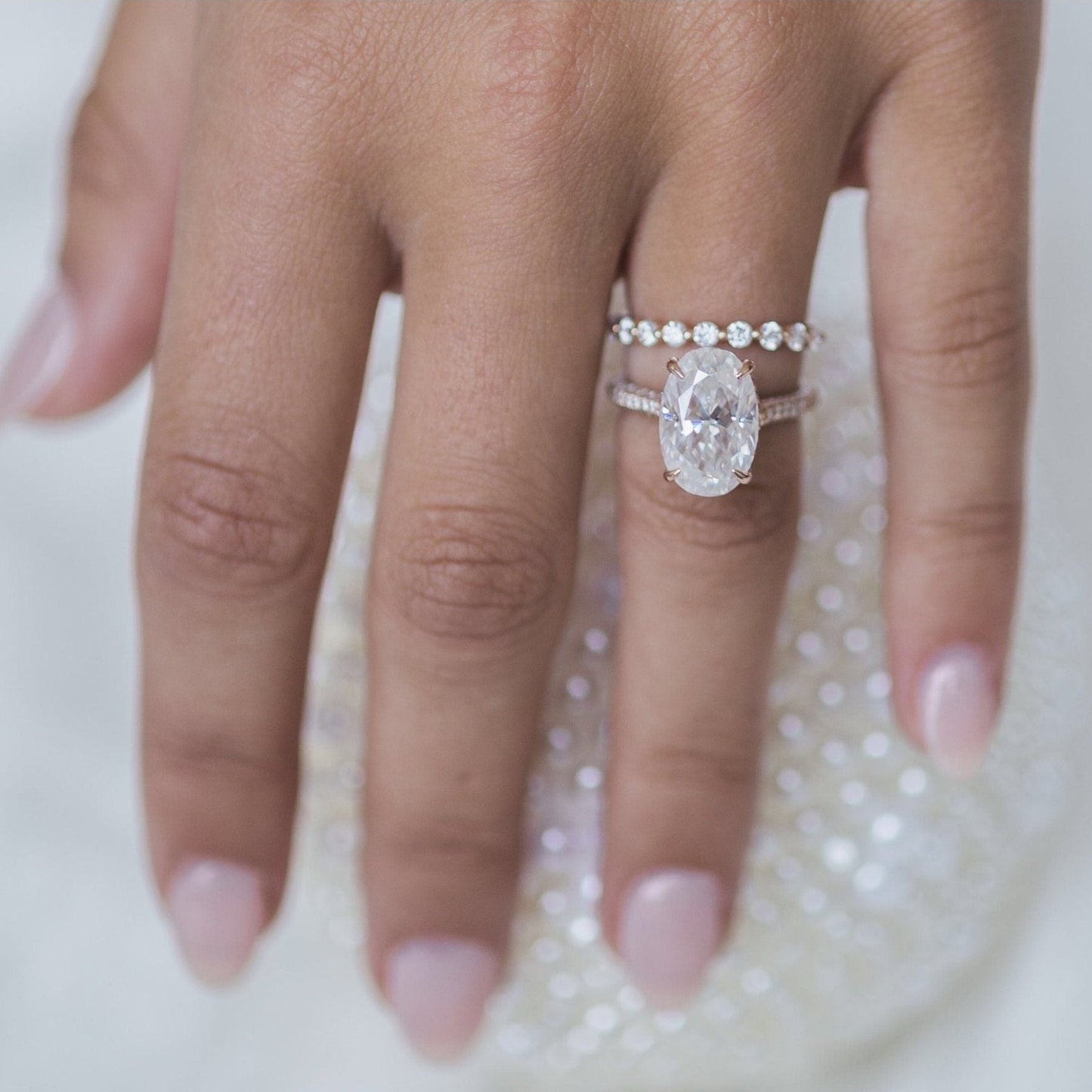 0.70 TCW Round Bubble Prong Setting Moissanite Wedding Band - Eurus engagement rings