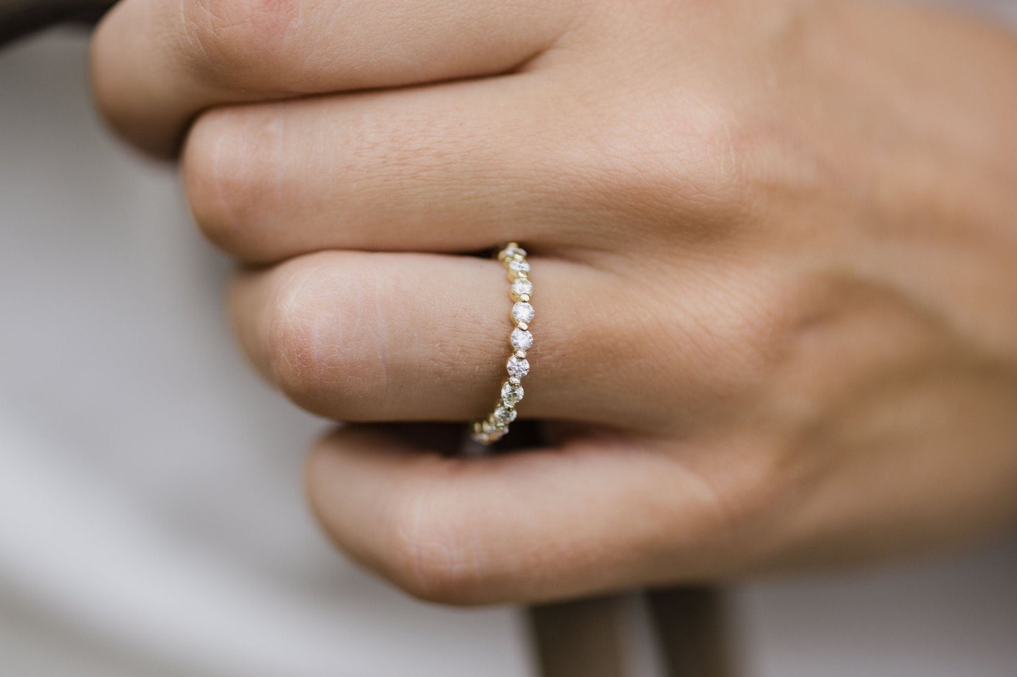 0.70 TCW Round Bubble Prong Setting Moissanite Wedding Band - Eurus engagement rings