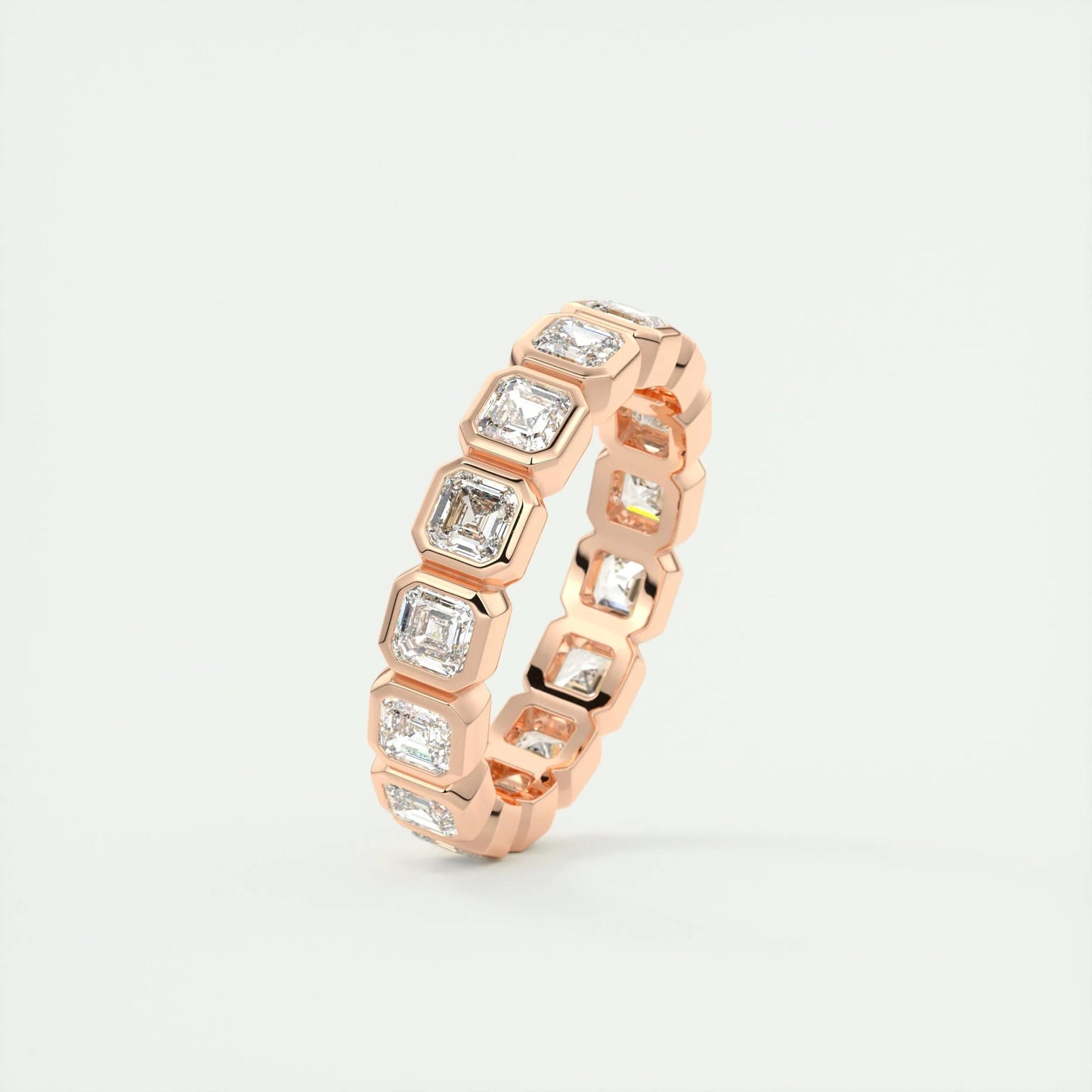 2.25 Ascher Cut Full Bezel Setting Moissanite Bridal Wedding Band - Eurus engagement rings