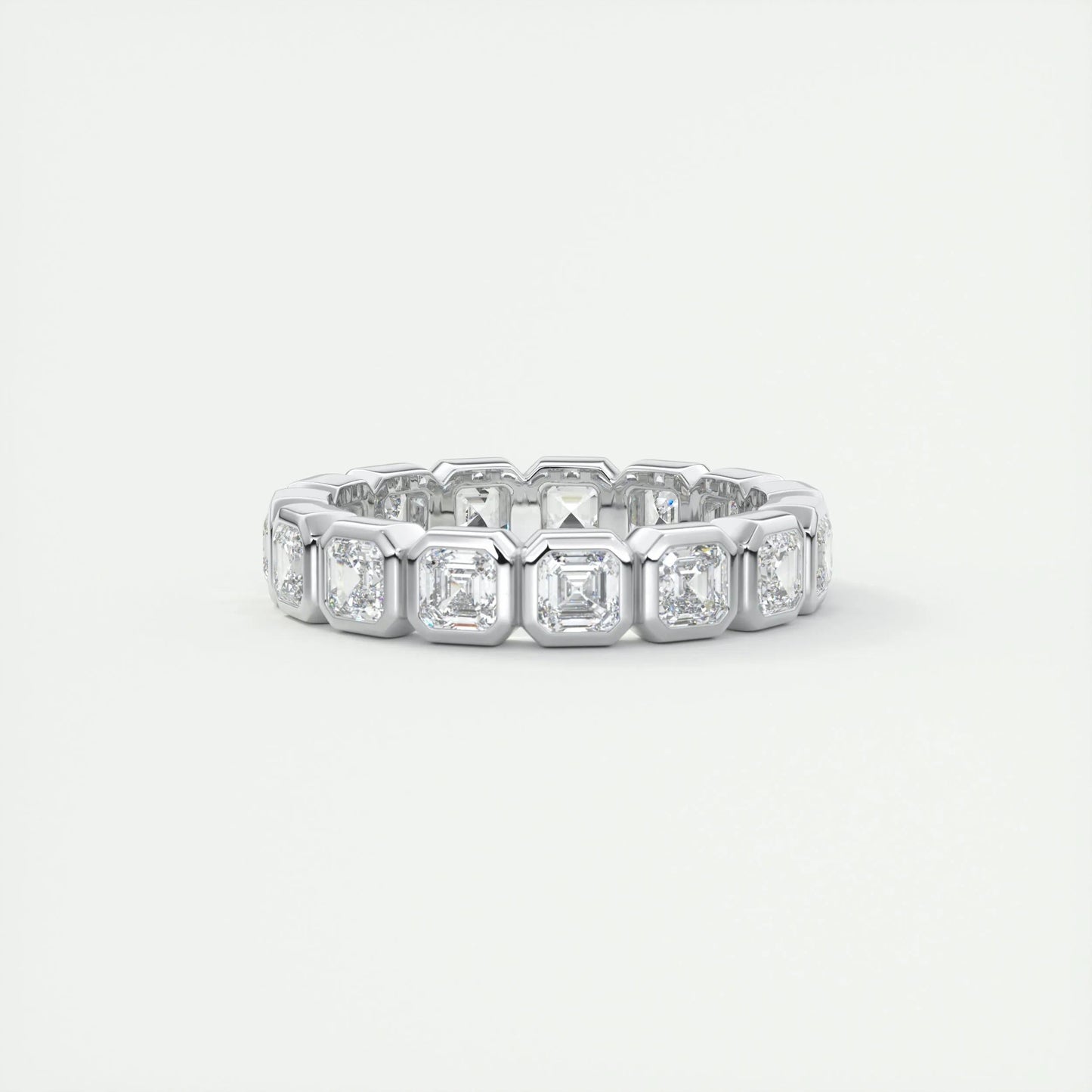 2.25 Ascher Cut Full Bezel Setting Moissanite Bridal Wedding Band - Eurus engagement rings