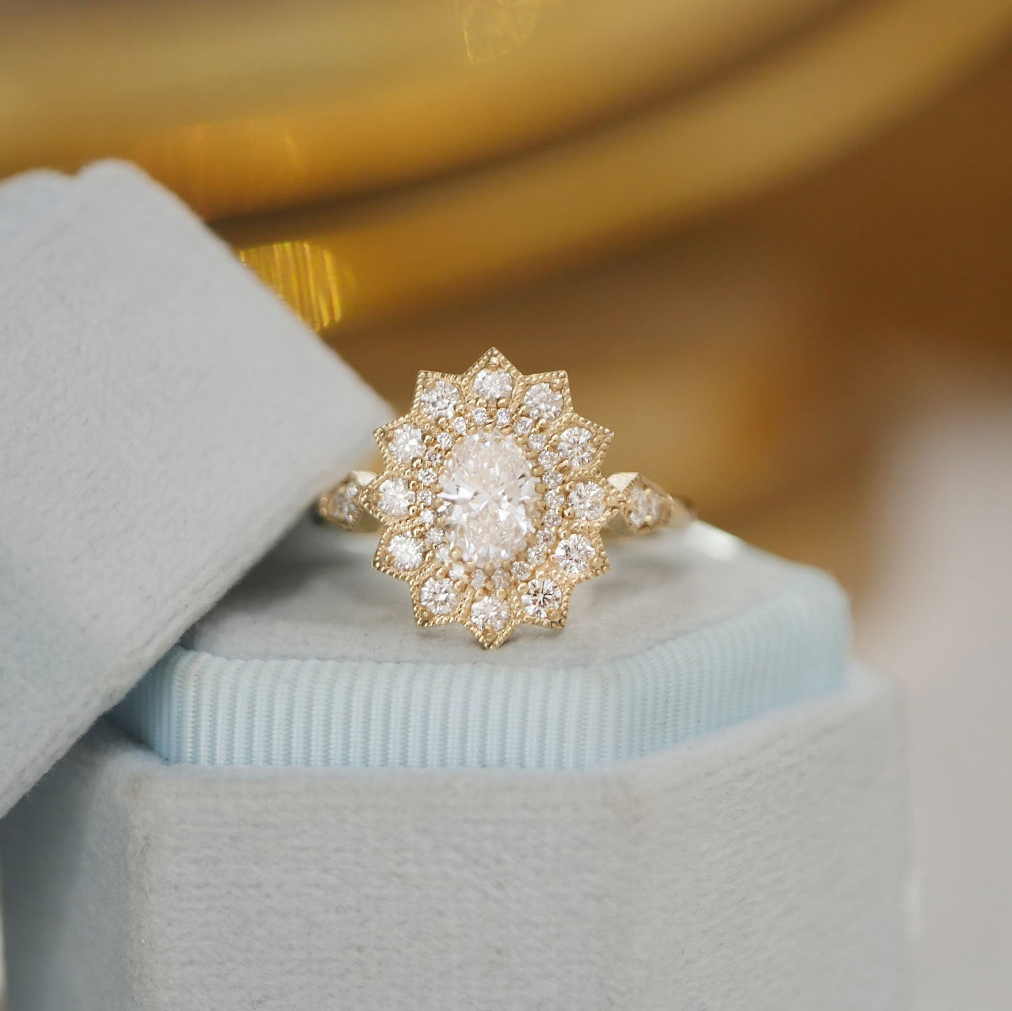 0.75 Ct Oval Cut Moissanite Diamond Vintage Engagement Ring