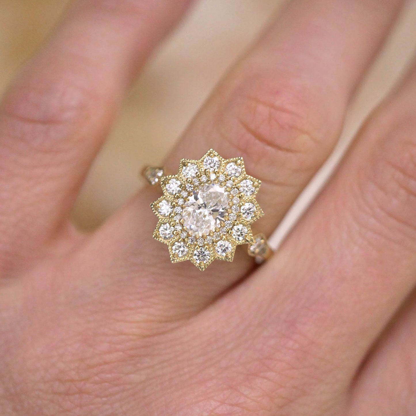 0.75 Ct Oval Cut Moissanite Diamond Vintage Engagement Ring