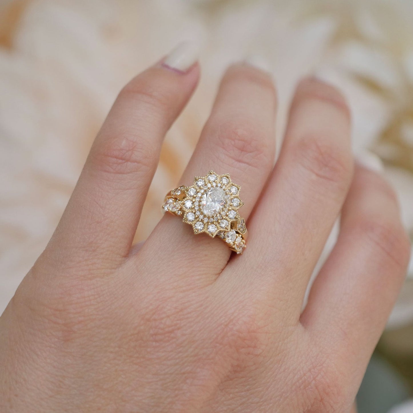 0.75 Ct Oval Cut Moissanite Diamond Vintage Engagement Ring