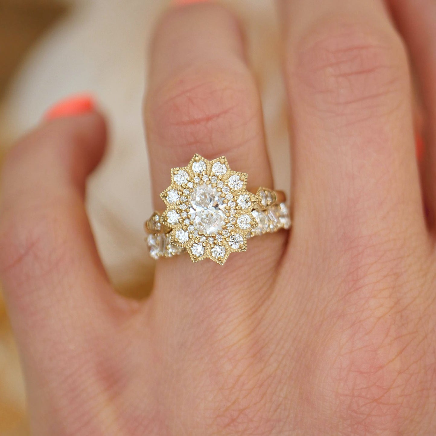 0.75 Ct Oval Cut Moissanite Diamond Vintage Engagement Ring