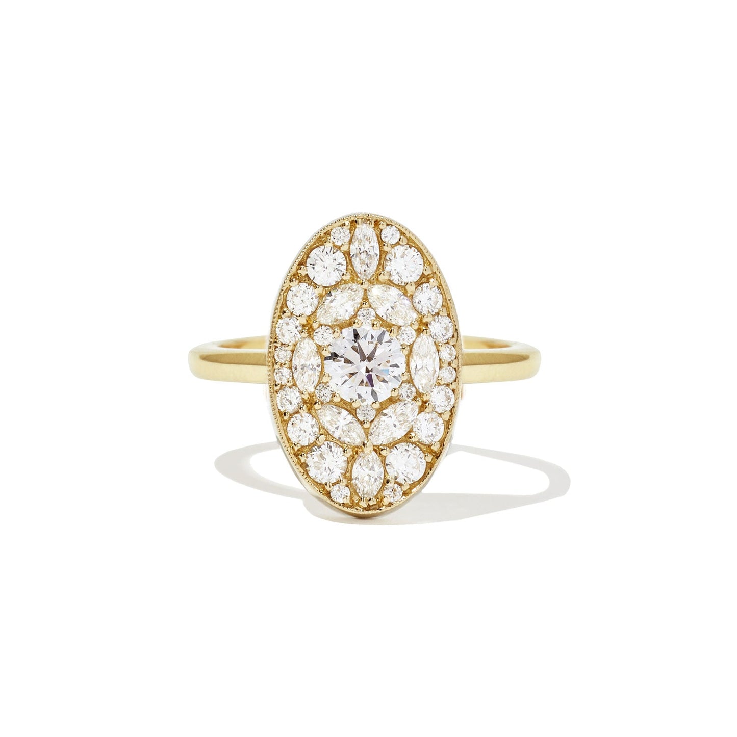 0.35 Ct Round Cut Moissanite Diamond Oval Shape Vintage Engagement Ring