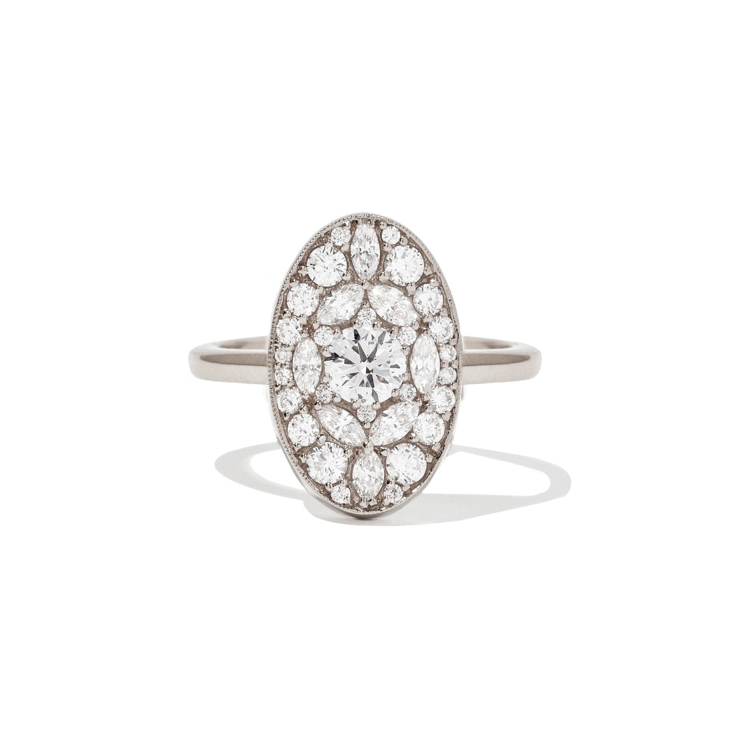 0.35 Ct Round Cut Moissanite Diamond Oval Shape Vintage Engagement Ring