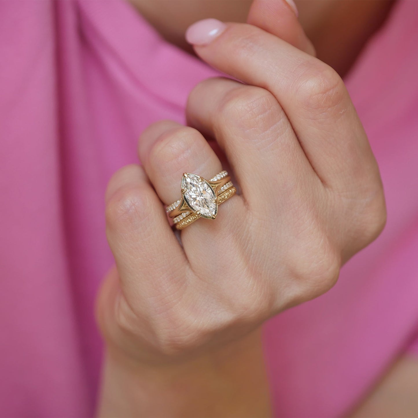 2.5 Ct Marquise Cut Moissanite Diamond Solitaire Engagement Ring