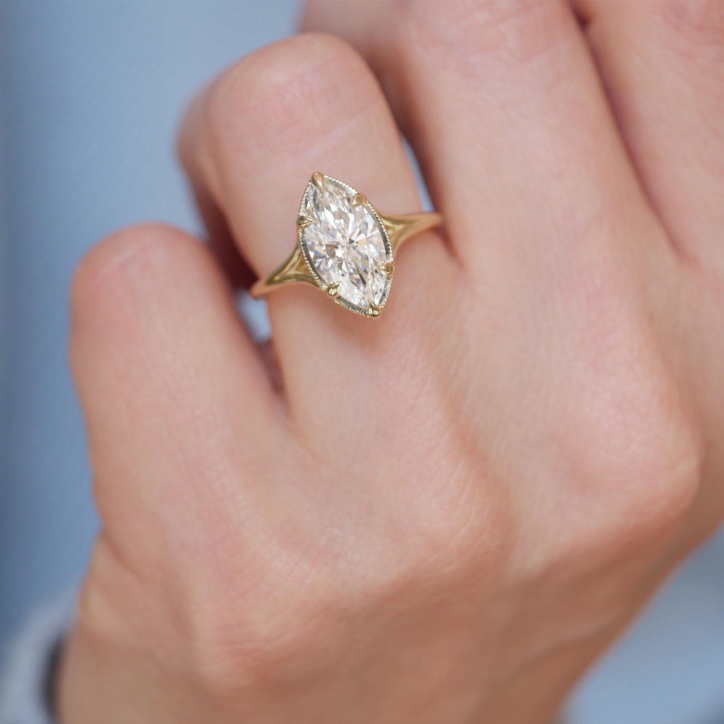 2.5 Ct Marquise Cut Moissanite Diamond Solitaire Engagement Ring