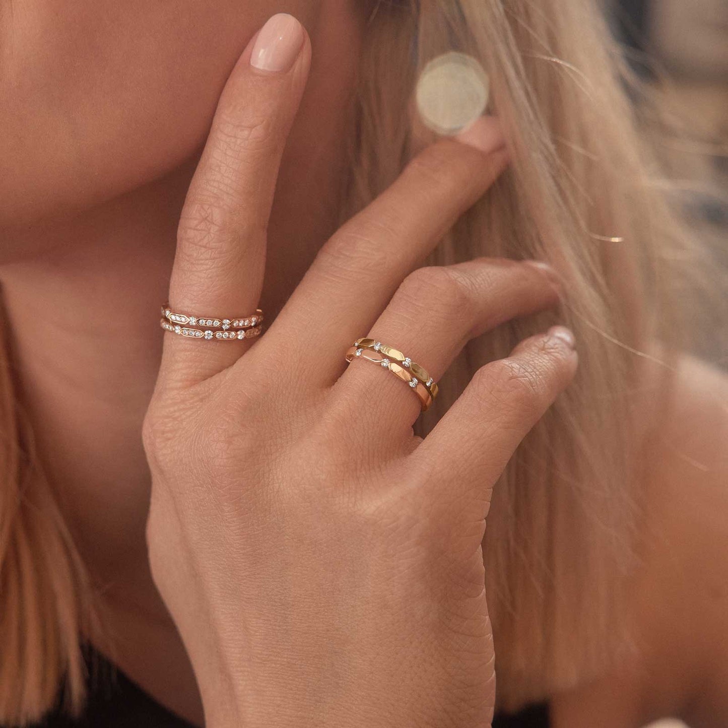 Round Shaped Moissanite Minimalist Band Unique Bands For Womens' Wedding Bands
