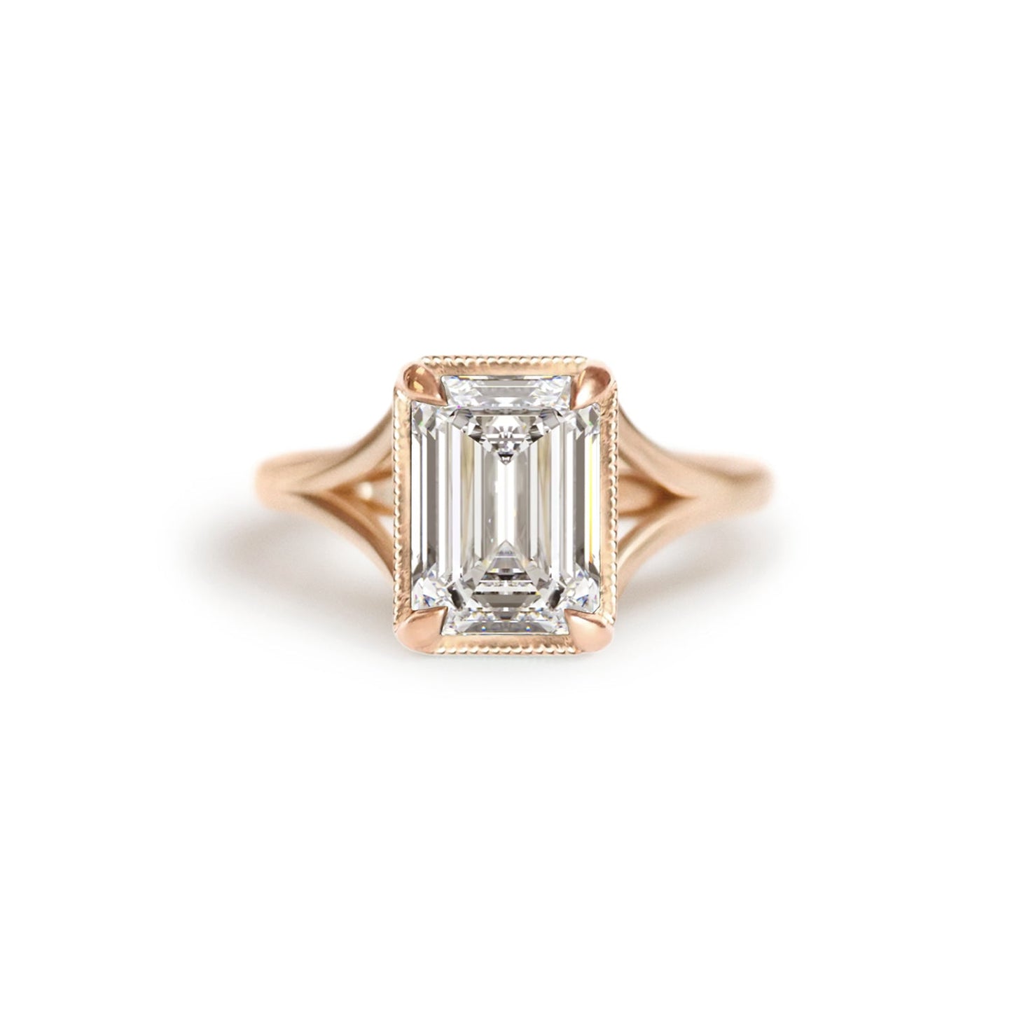 2.5 Ct Emerald Cut Moissanite Diamond Solitaire Engagement Ring