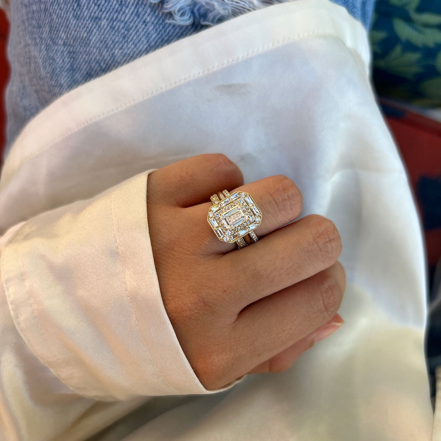 2.0 Ct Emerald Cut Moissanite Diamond Vintage Engagement Ring For Her