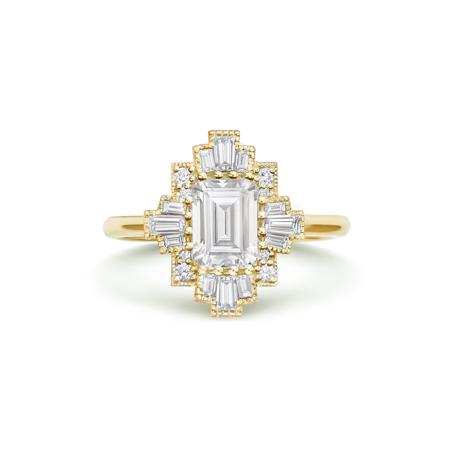 1.75 Ct Emerald Cut Moissanite Diamond Vintage Engagement Ring