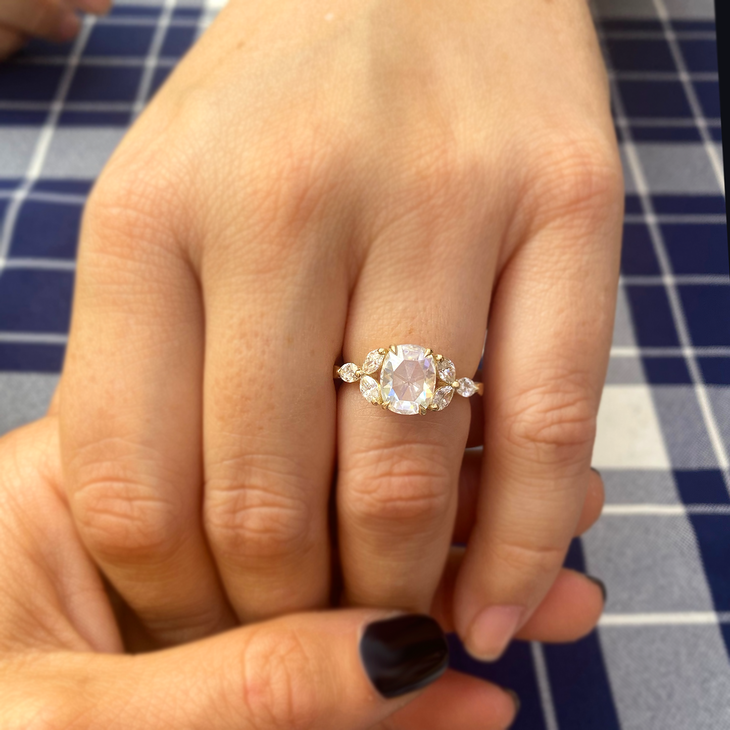 3.0 Ct Antique Cushion Cut Moissanite Diamond Engagement Ring