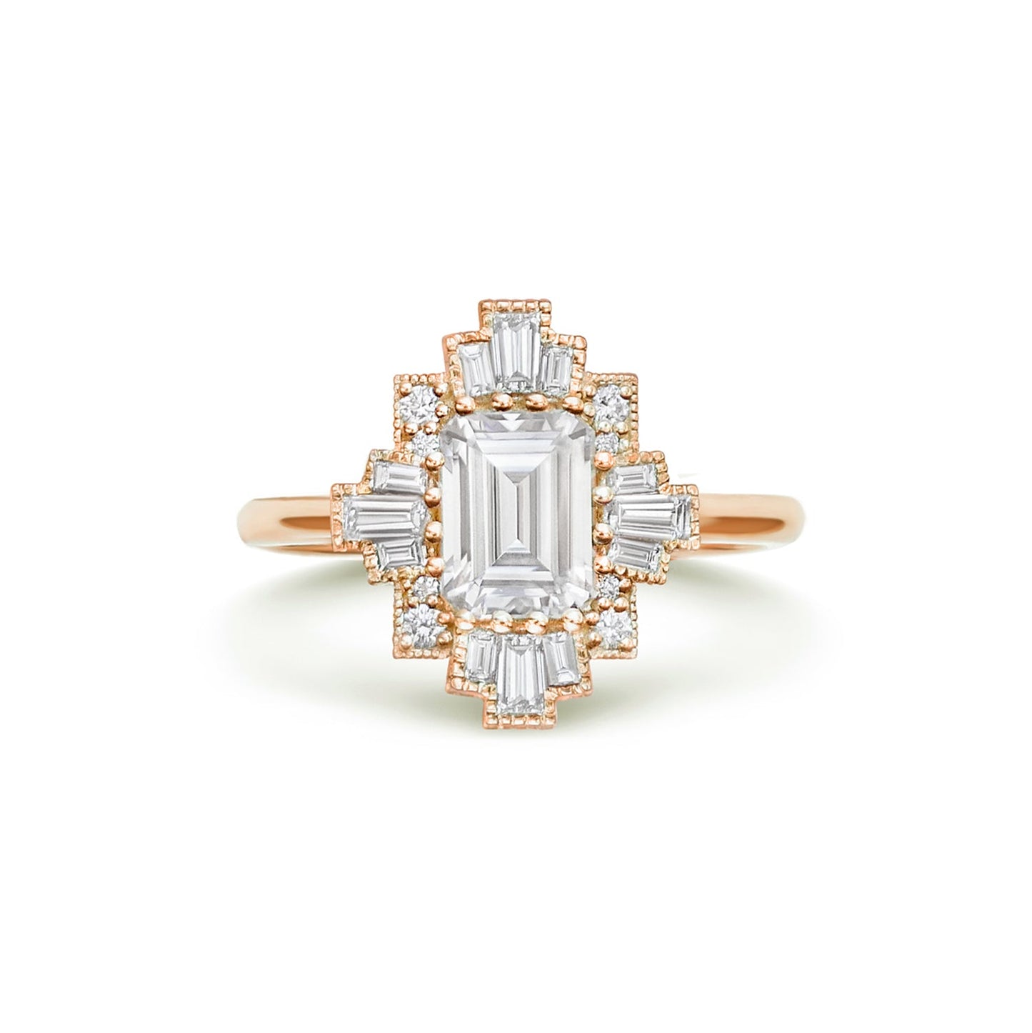 1.75 Ct Emerald Cut Moissanite Diamond Vintage Engagement Ring