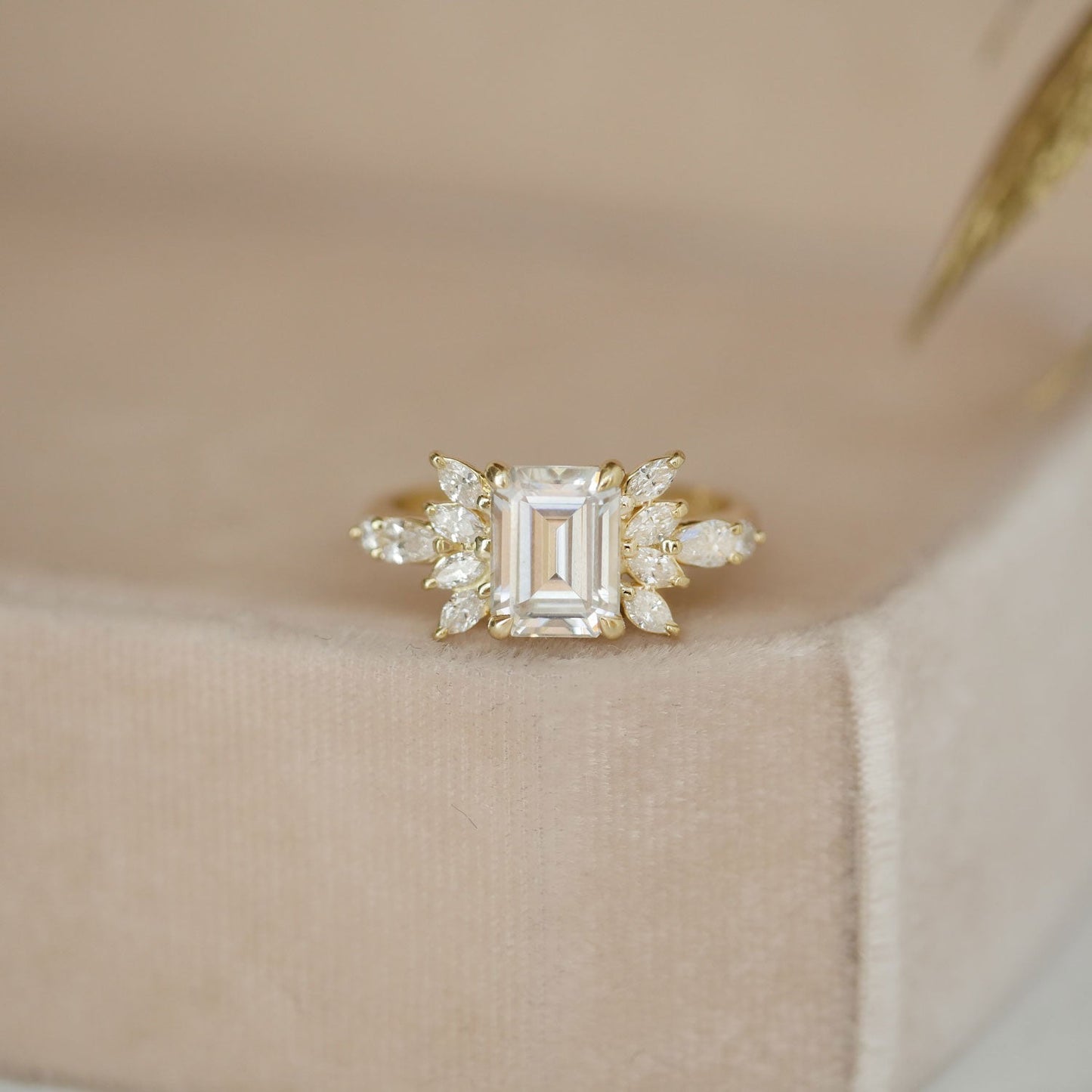 2.5 Ct Emerald Cut Moissanite Diamond Engagement Ring For Her