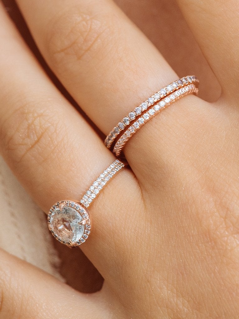 0.40CTW Round Brilliant Cut Moissanite Half Eternity Wedding Band - Eurus engagement rings