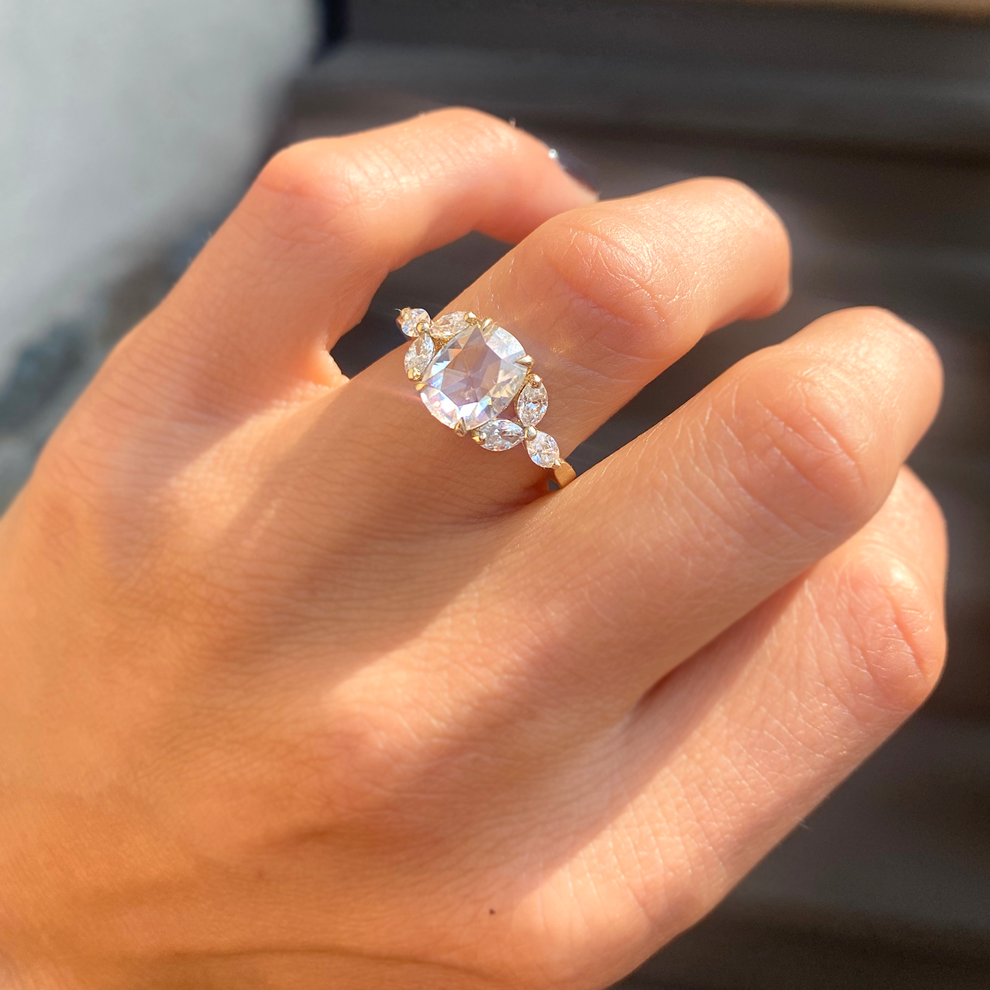 3.0 Ct Antique Cushion Cut Moissanite Diamond Engagement Ring