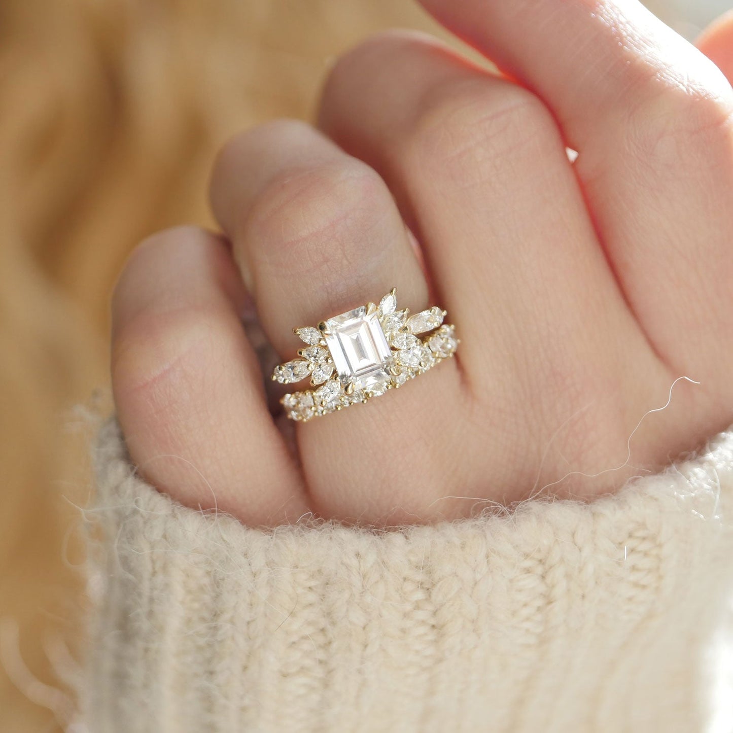 2.5 Ct Emerald Cut Moissanite Diamond Engagement Ring For Her