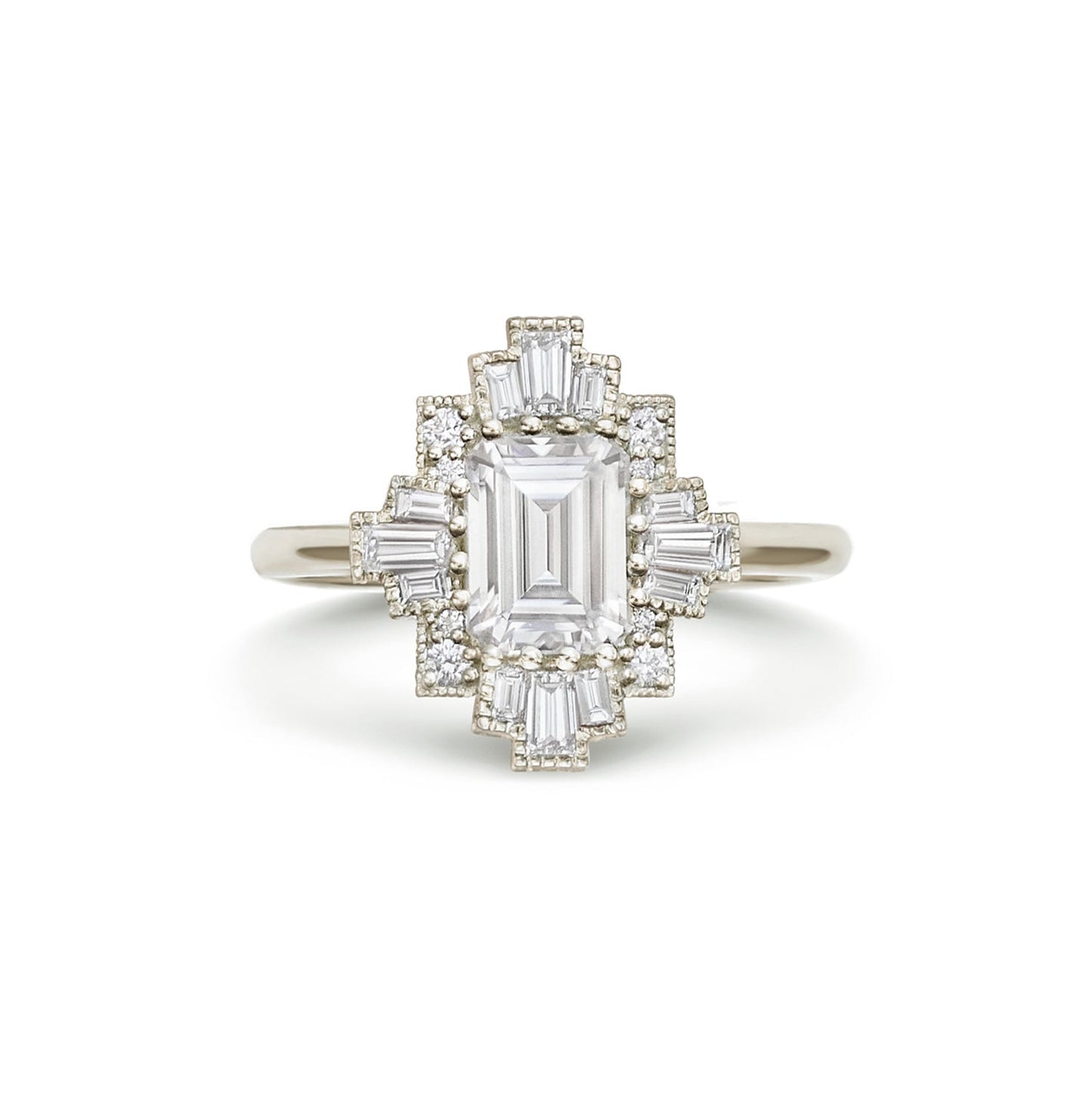 1.75 Ct Emerald Cut Moissanite Diamond Vintage Engagement Ring
