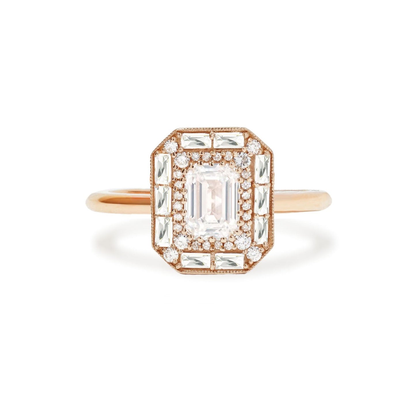 2.0 Ct Emerald Cut Moissanite Diamond Vintage Engagement Ring For Her