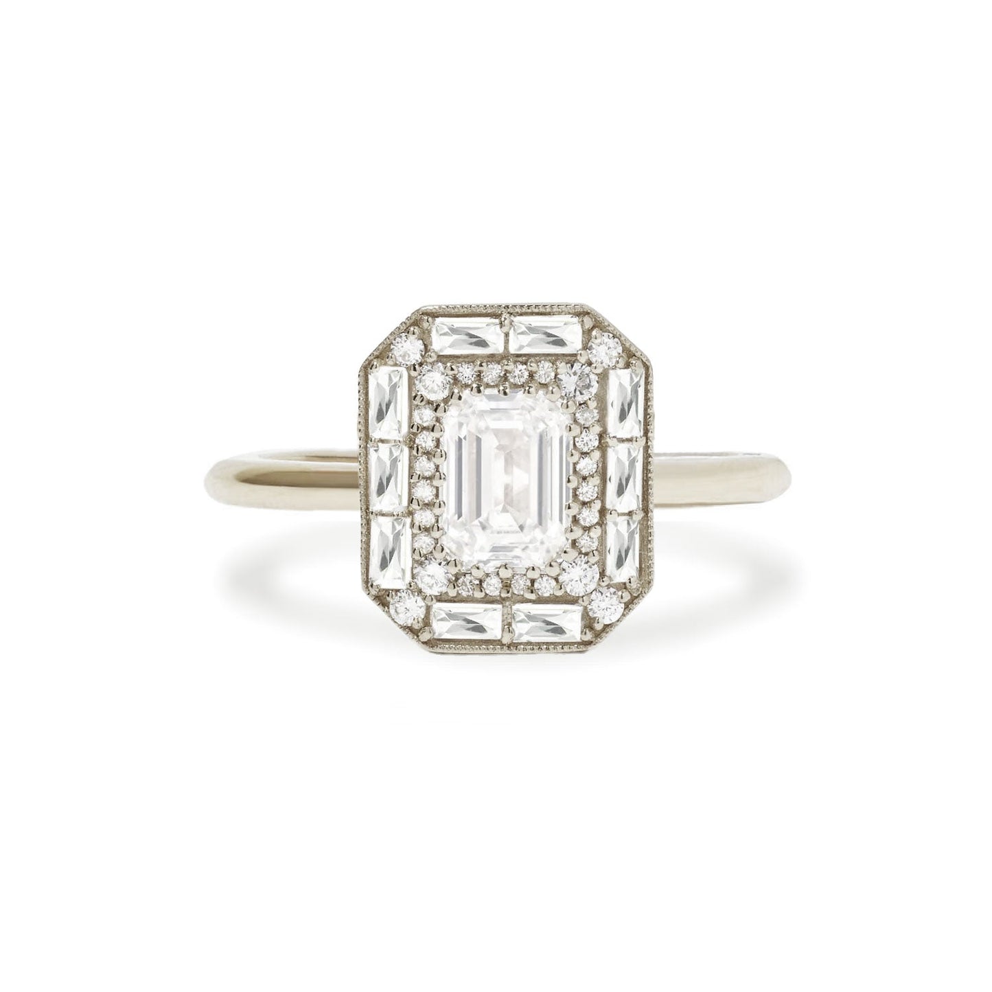 2.0 Ct Emerald Cut Moissanite Diamond Vintage Engagement Ring For Her