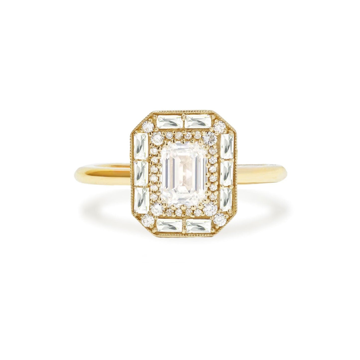 2.0 Ct Emerald Cut Moissanite Diamond Vintage Engagement Ring For Her