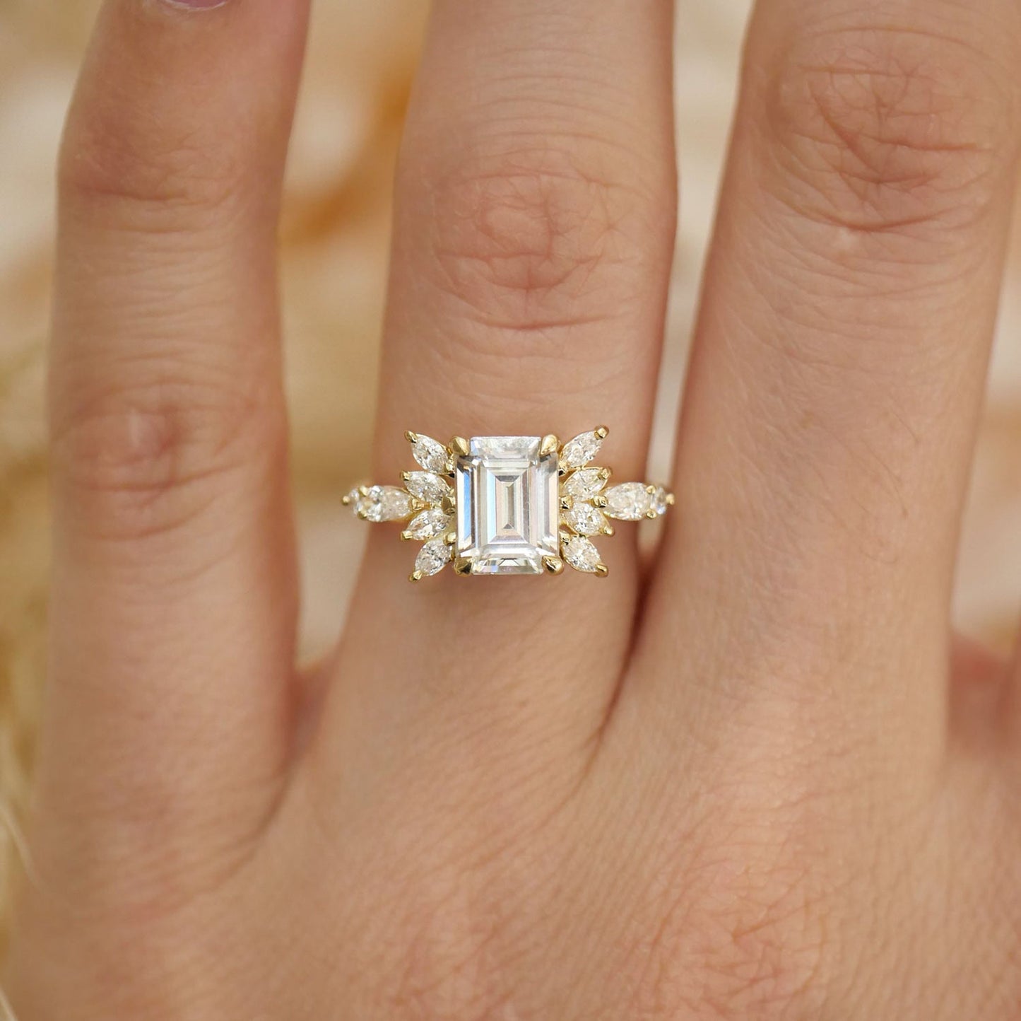 2.5 Ct Emerald Cut Moissanite Diamond Engagement Ring For Her