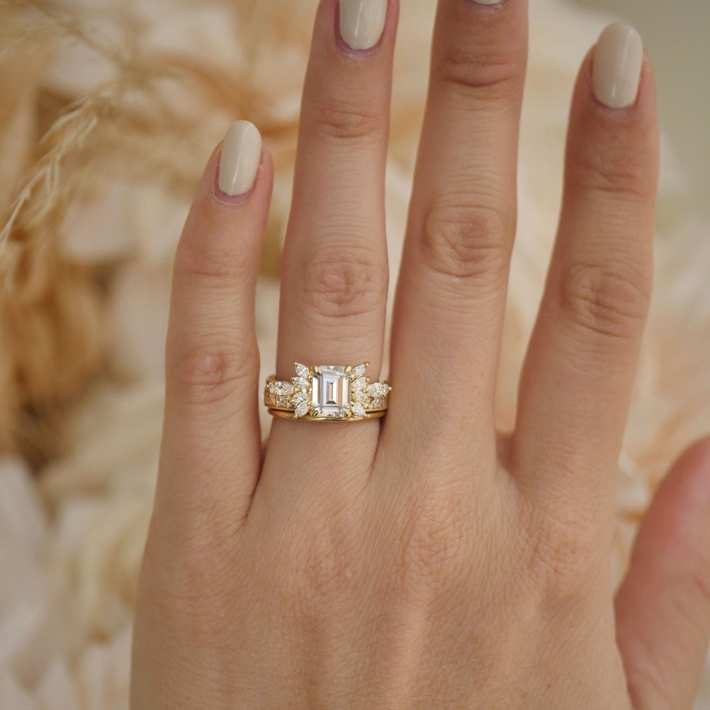 2.5 Ct Emerald Cut Moissanite Diamond Engagement Ring For Her