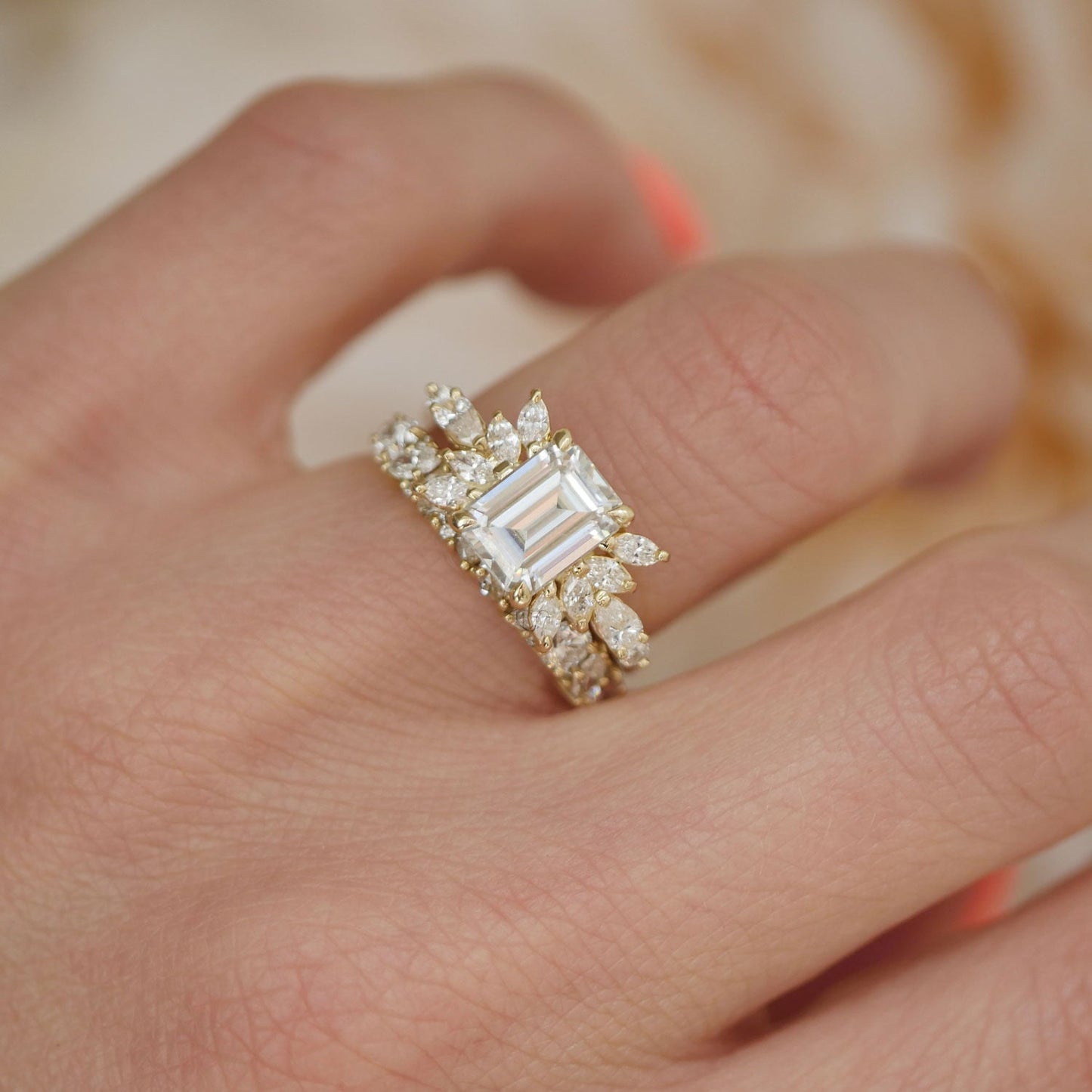 2.5 Ct Emerald Cut Moissanite Diamond Engagement Ring For Her
