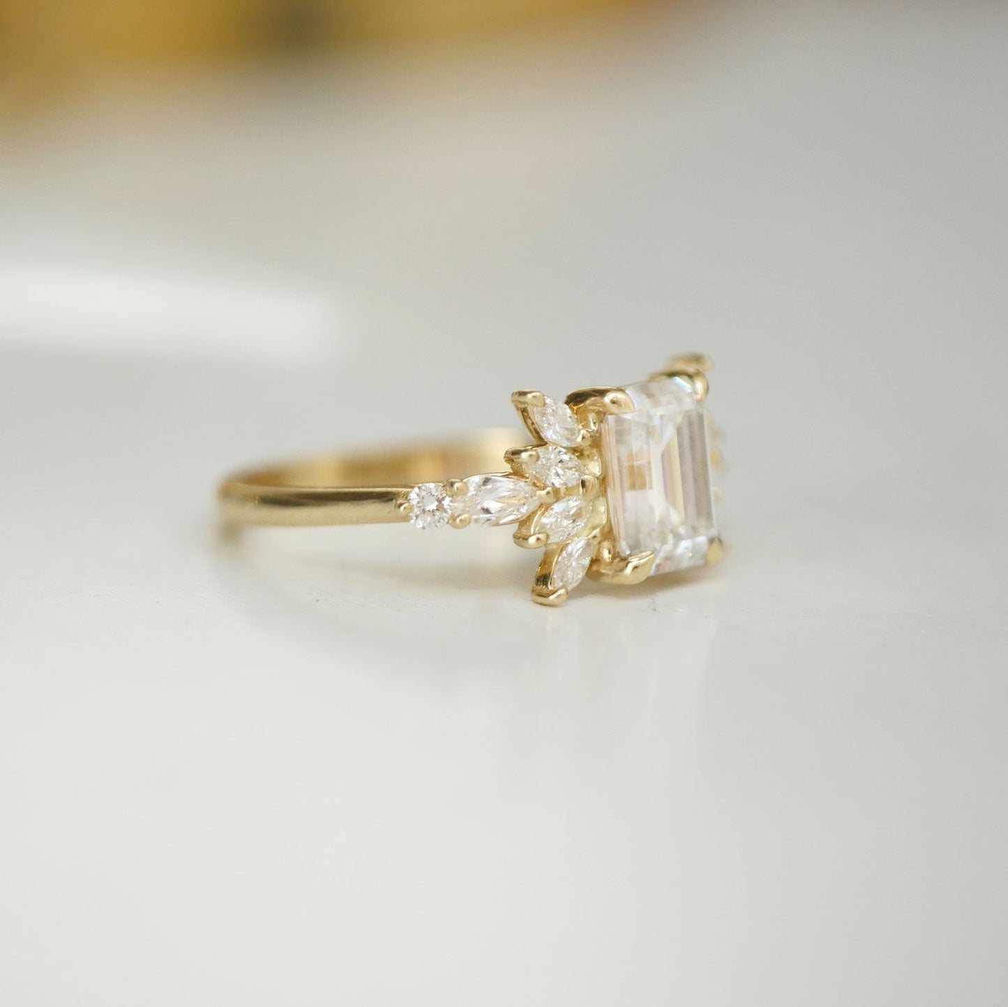 2.5 Ct Emerald Cut Moissanite Diamond Engagement Ring For Her