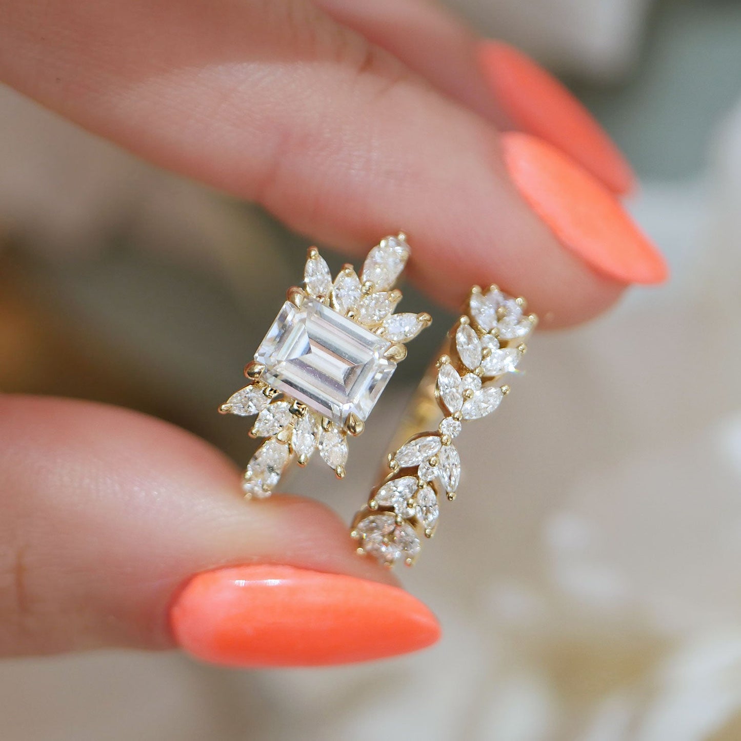 2.5 Ct Emerald Cut Moissanite Diamond Engagement Ring For Her