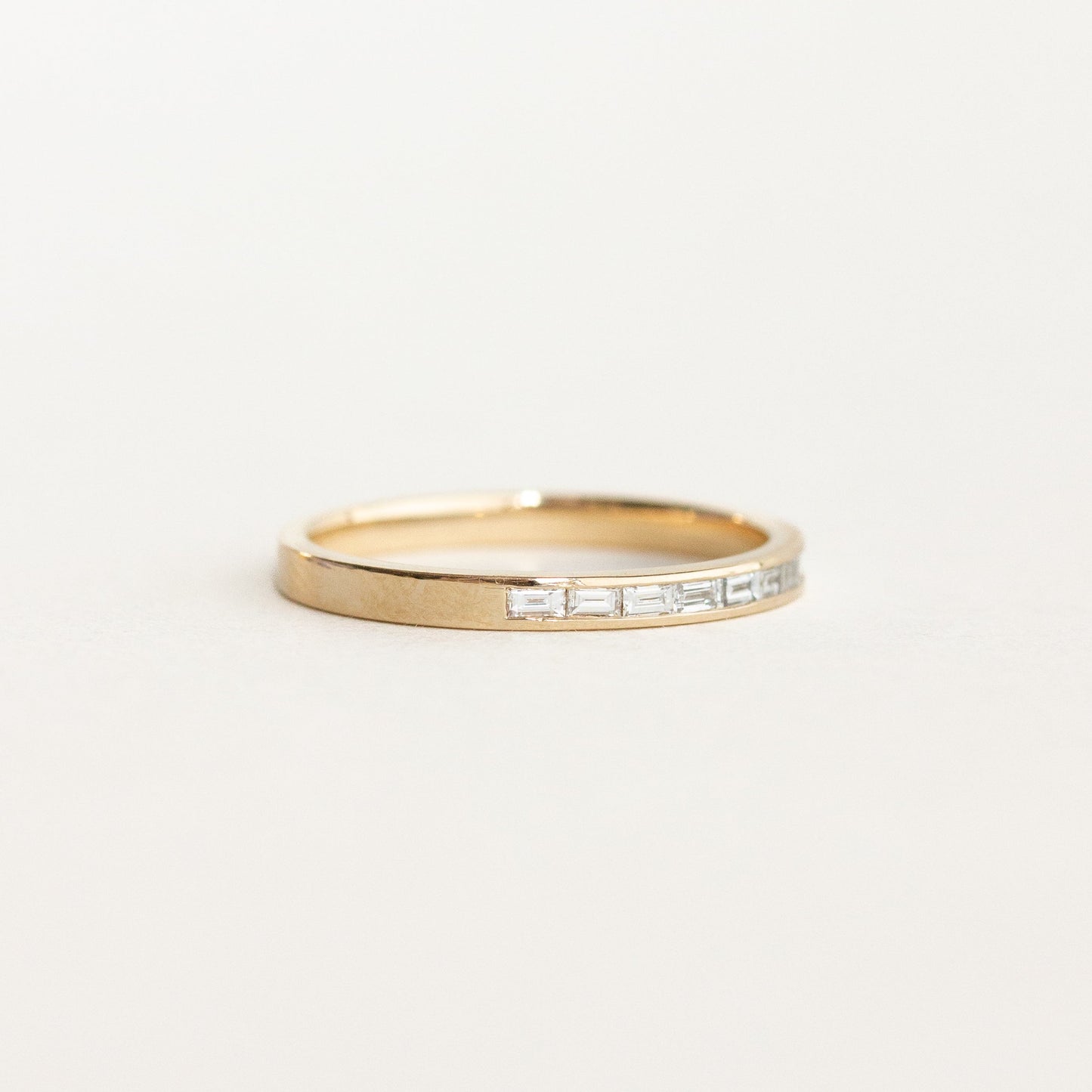 Baguette Cut Moissanite Half Eternity Channel Set Wedding Band