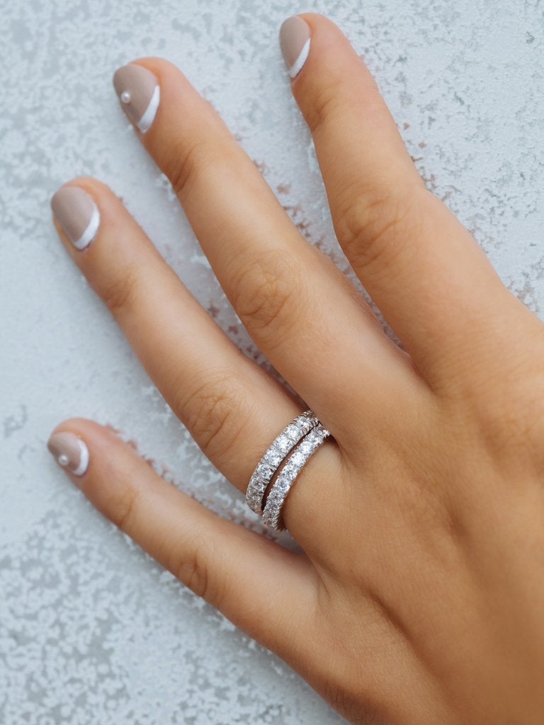 Round Cut Moissanite Half Eternity Perfect For Anniversary Wedding Band