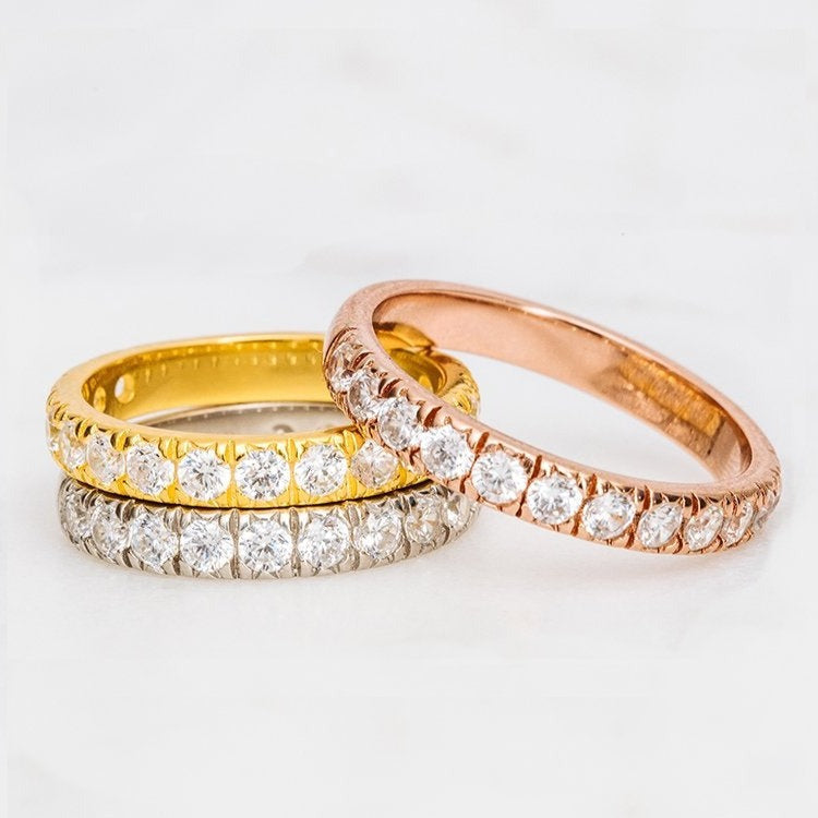 Round Cut Moissanite Half Eternity Perfect For Anniversary Wedding Band