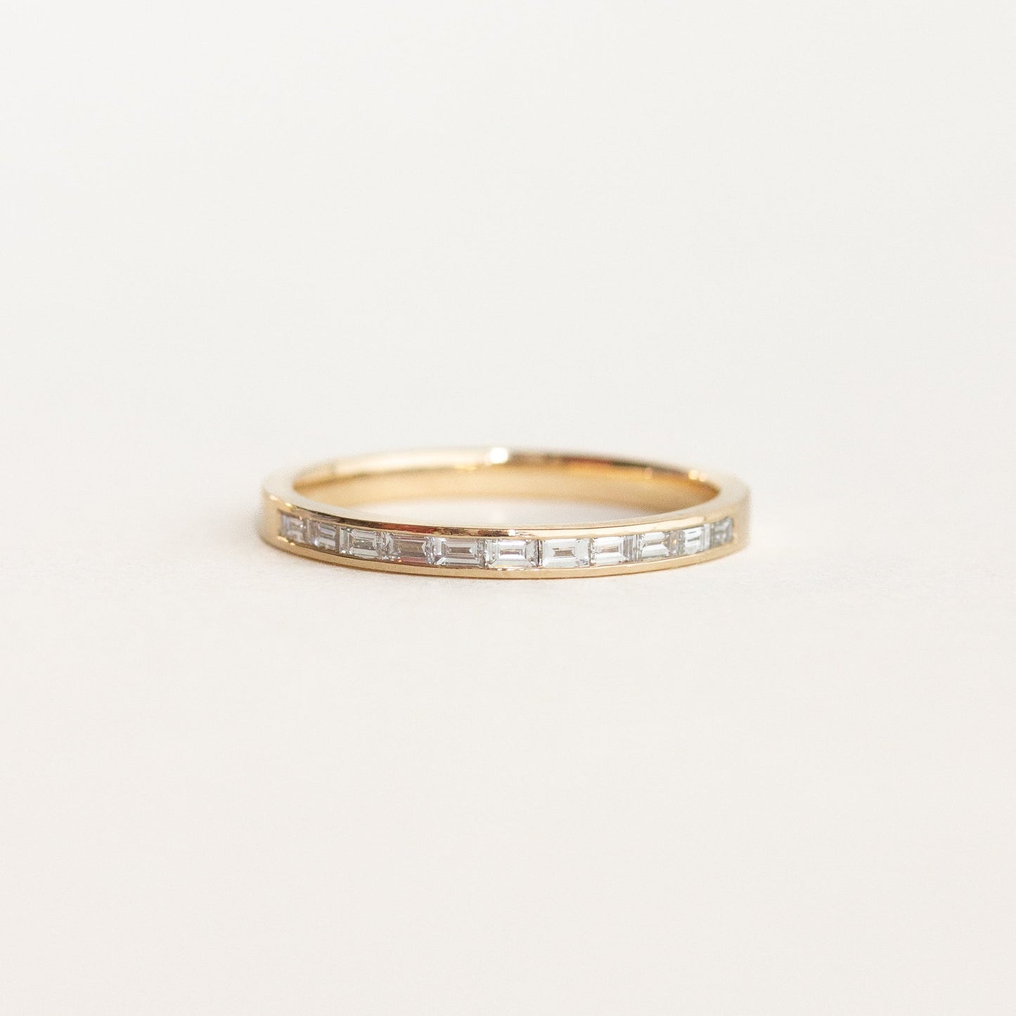 Baguette Cut Moissanite Half Eternity Channel Set Wedding Band