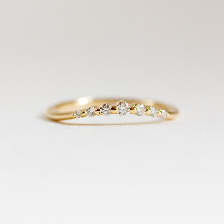 Round Shape Moissanite Diamond Slightly Curved Stackable Wedding Band for Women's