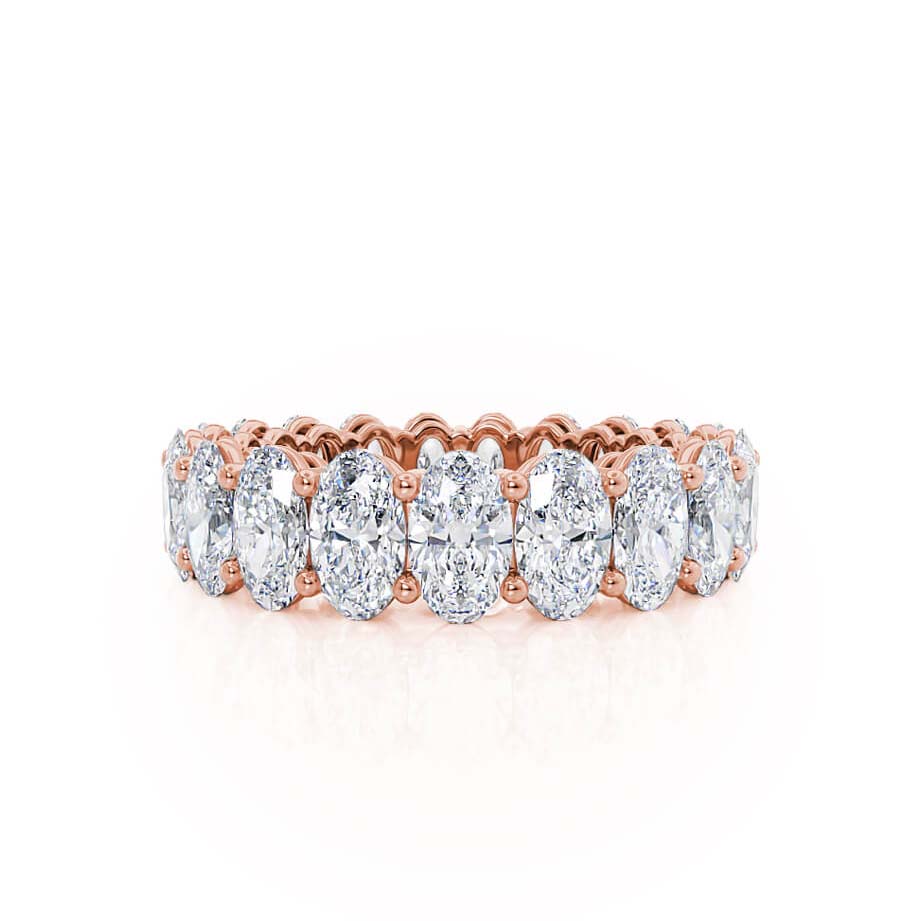 Oval Shaped Moissanite Full Eternity Style Wedding Band Promise Ring