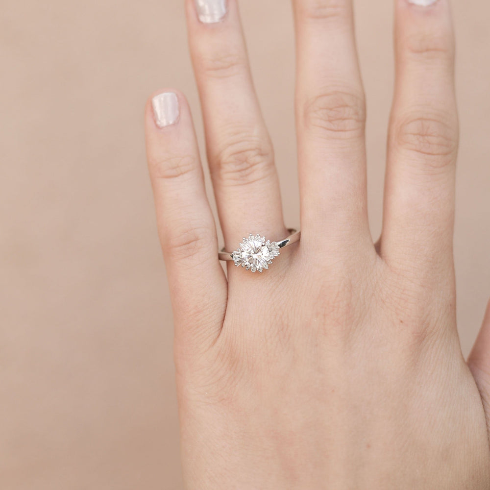 Round Cut Diamond Cluster Moissanite Engagement Ring Vintage Ring For Her