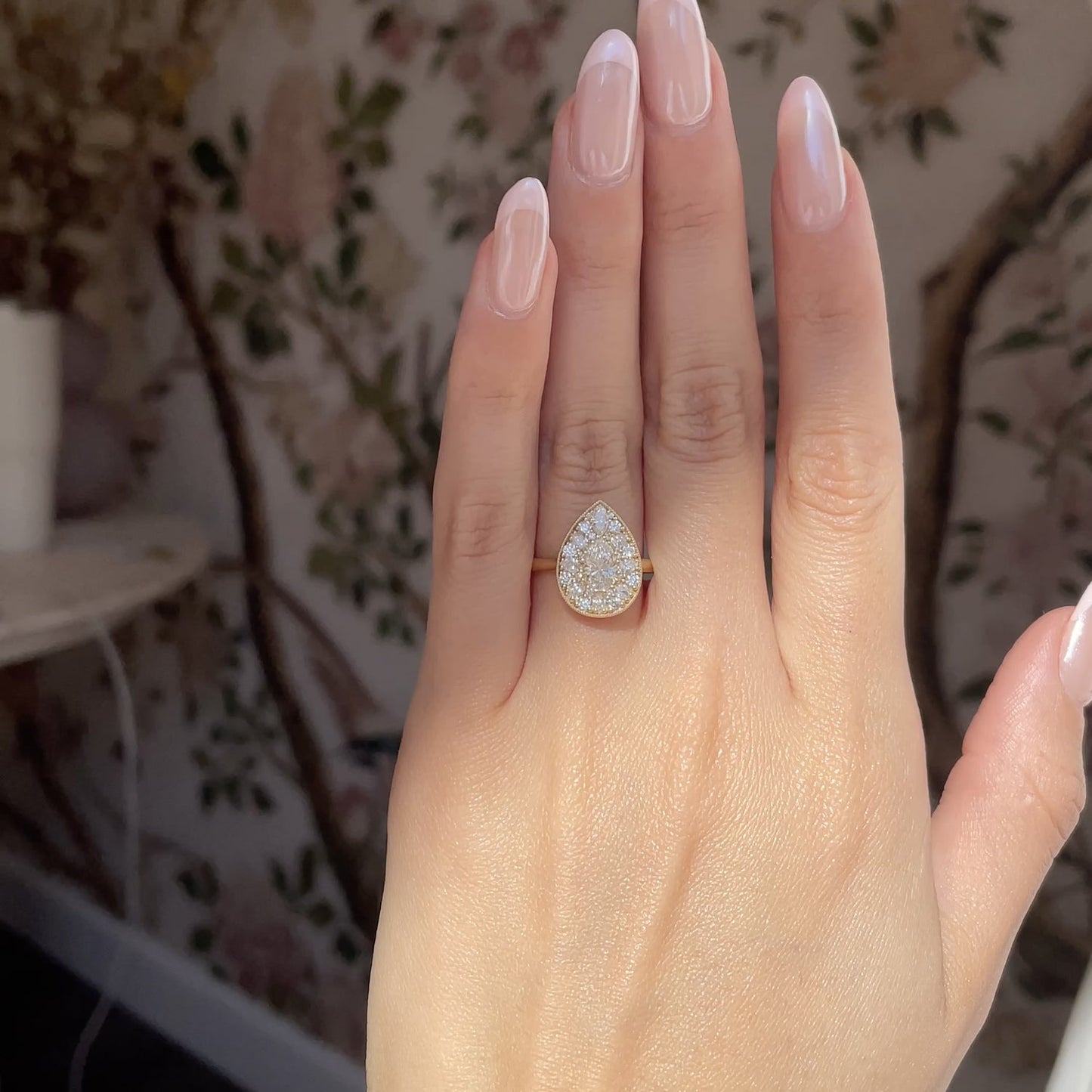 0.53 Ct Pear Cut Moissanite Diamond Vintage Engagement Ring