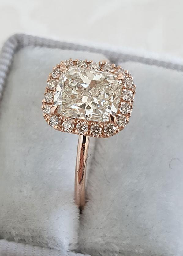 Cushion Cut Moissanite Diamond Halo Engagement Ring Wedding Ring