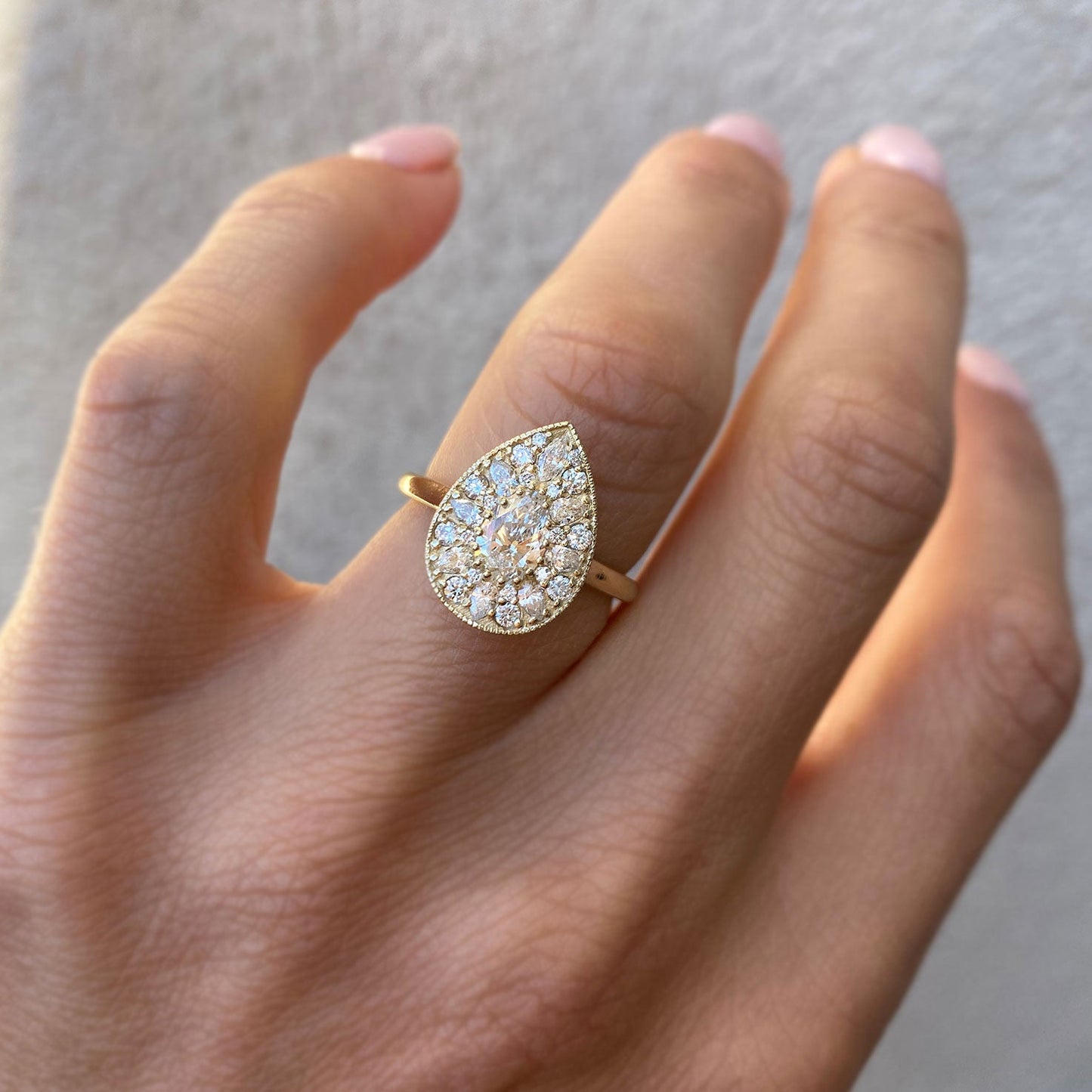 0.53 Ct Pear Cut Moissanite Diamond Vintage Engagement Ring