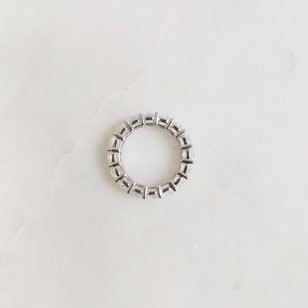 Brilliant Round Shaped Moissanite Full Eternity Wedding Band