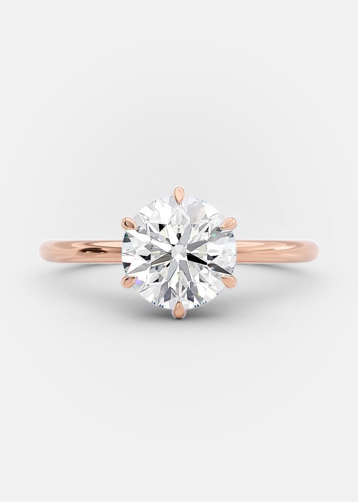 Round Brilliant Cut Moissanite Solitaire Engagement Ring With 6 Prongs Simple Ring
