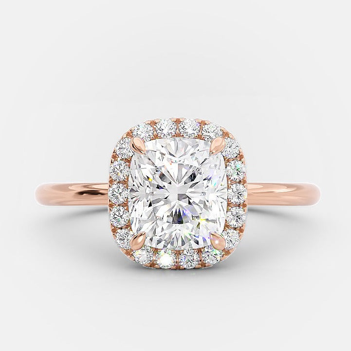 Cushion Cut Moissanite Diamond Halo Engagement Ring Wedding Ring