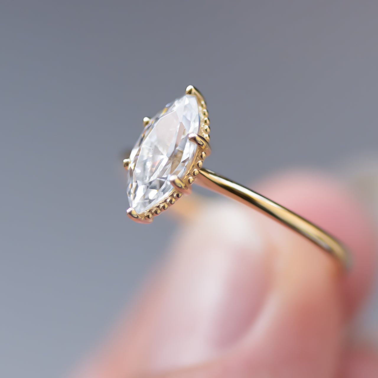 Classic Marquise Cut Solitaire Diamond Engagement Ring For Her