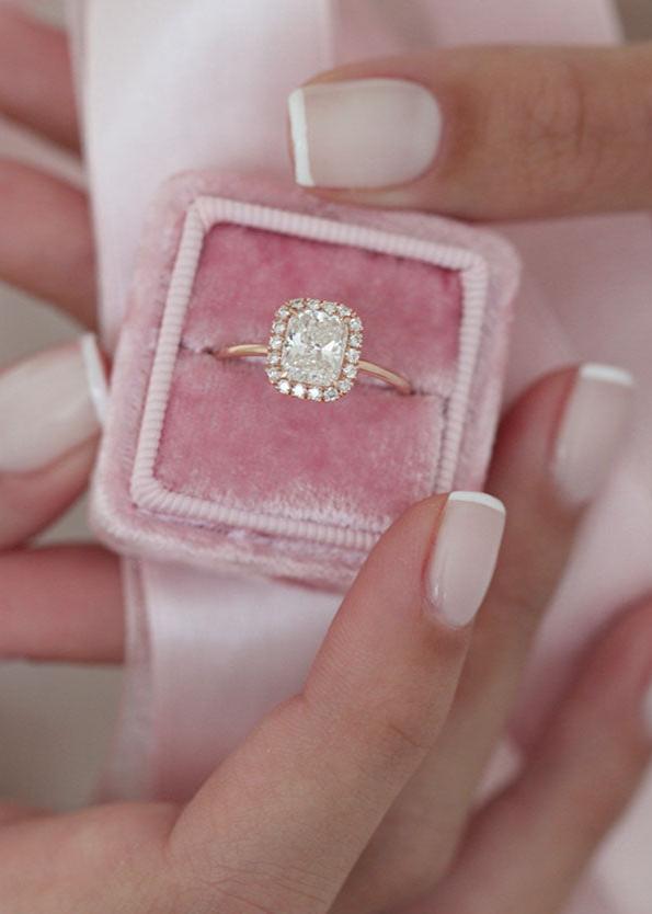 Cushion Cut Moissanite Diamond Halo Engagement Ring Wedding Ring