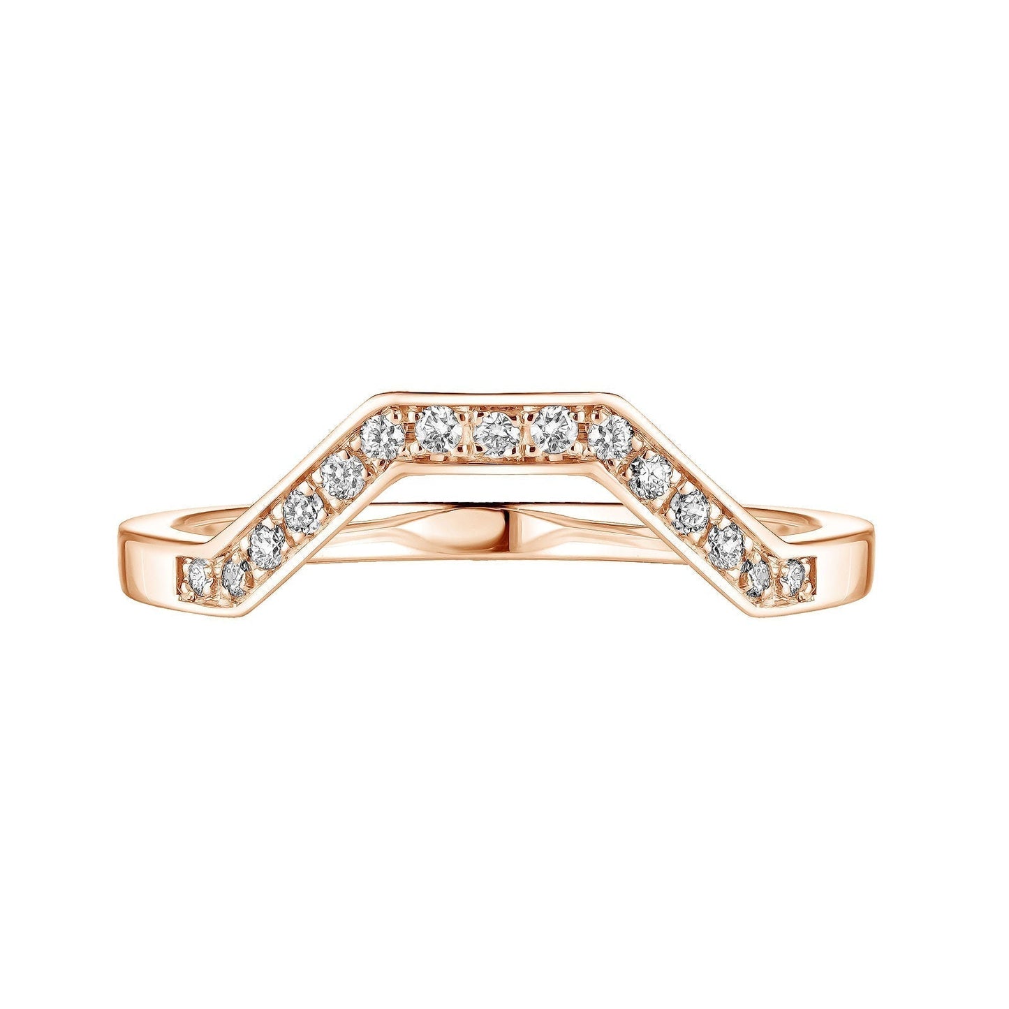 Round Diamond Shaped Moissanite Curved Wedding Band Promise Ring For Women's
