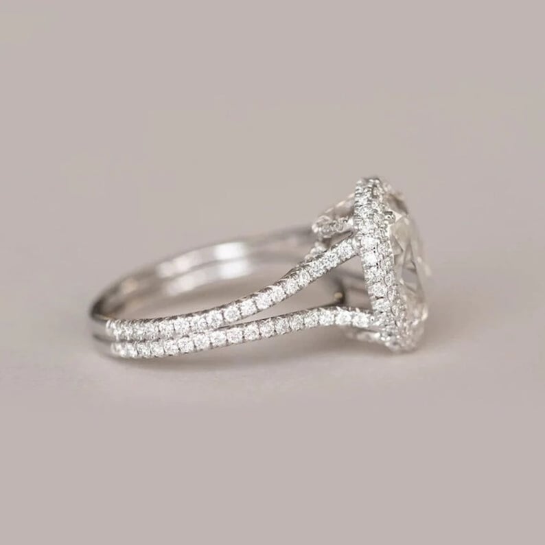 1.70CT Oval Cut Moissanite Halo Engagement Ring - Eurus engagement rings